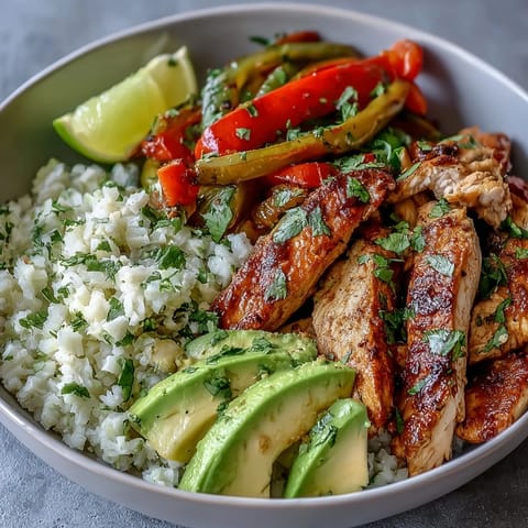 Sheet Pan Fajita Bowl with tender chicken and colorful bell peppers, roasted to perfection and served over fluffy rice for a healthy Tex-Mex dinner.