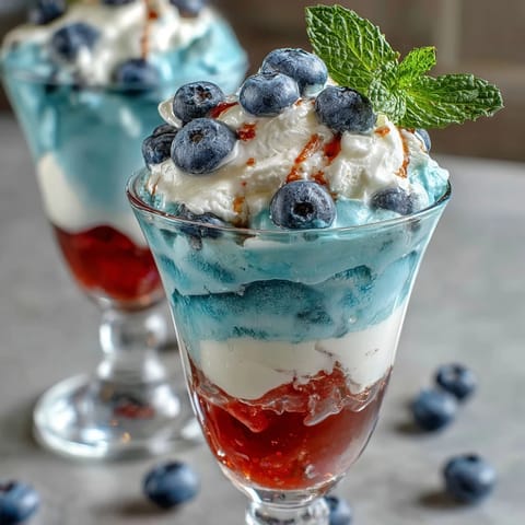 Festive red, white, and blue Jello cups with creamy white layers and vibrant stripes.