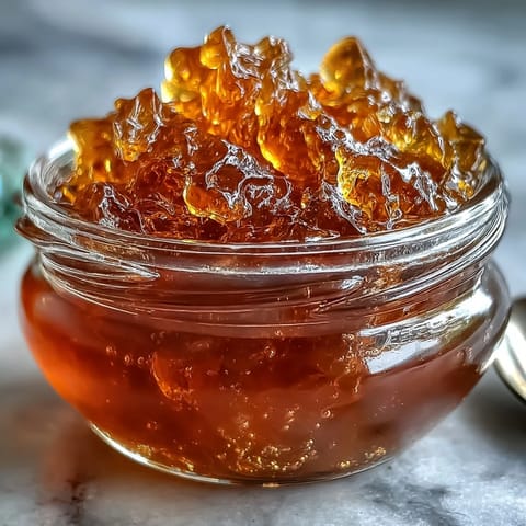 A jar of golden dandelion jelly with a soft floral aroma and delicate texture.