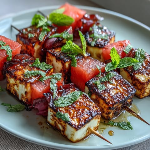Grilled Halloumi with Watermelon Mint