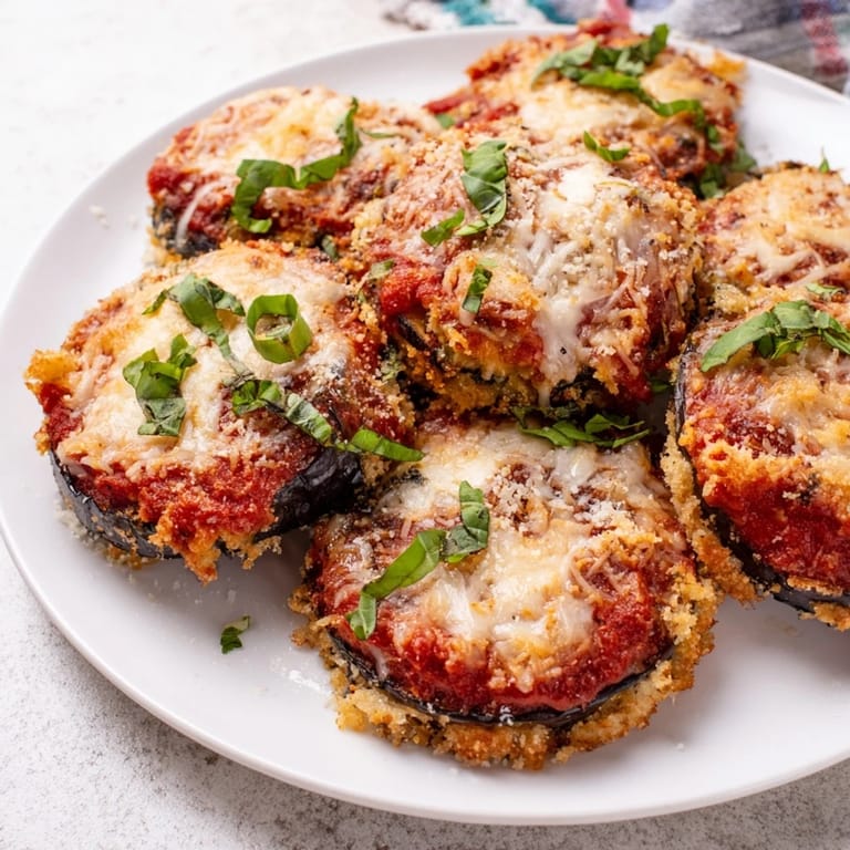 Cheesy and baked to perfection: this delicious homemade Eggplant Parmesan is a savory vegetarian treat.