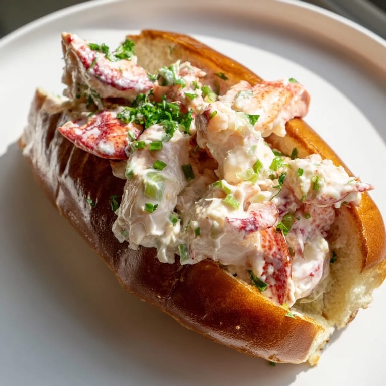 Perfectly prepared New England Lobster Roll, featuring tender lobster and creamy dressing, ready to enjoy.