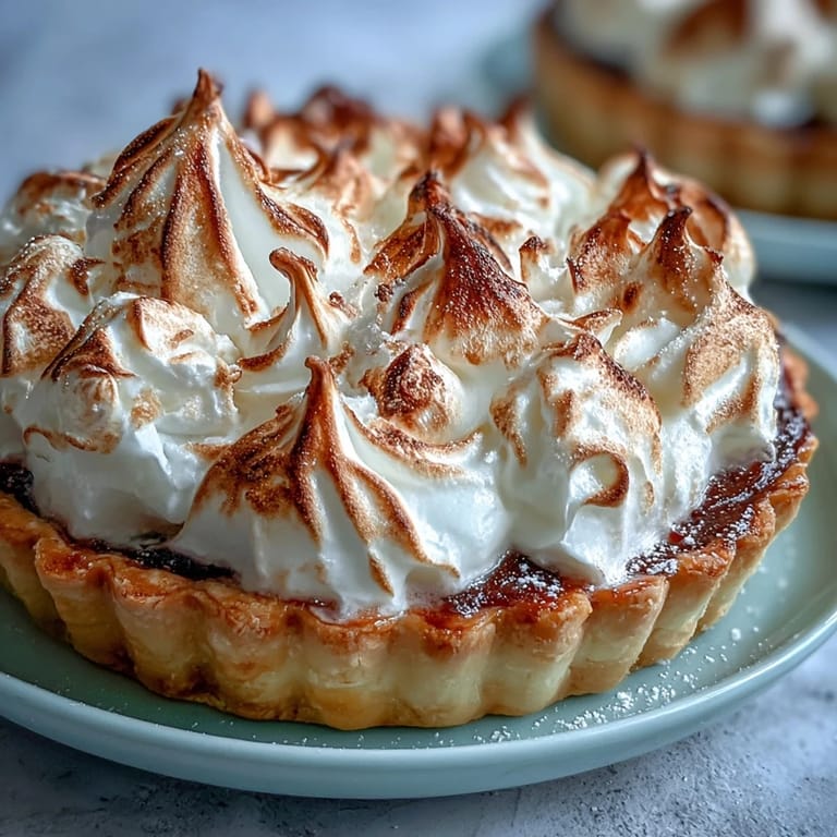 Homemade Lemon Meringue Pie slice on a dessert plate, featuring fluffy peaks and a crisp, buttery crust ready to be served.