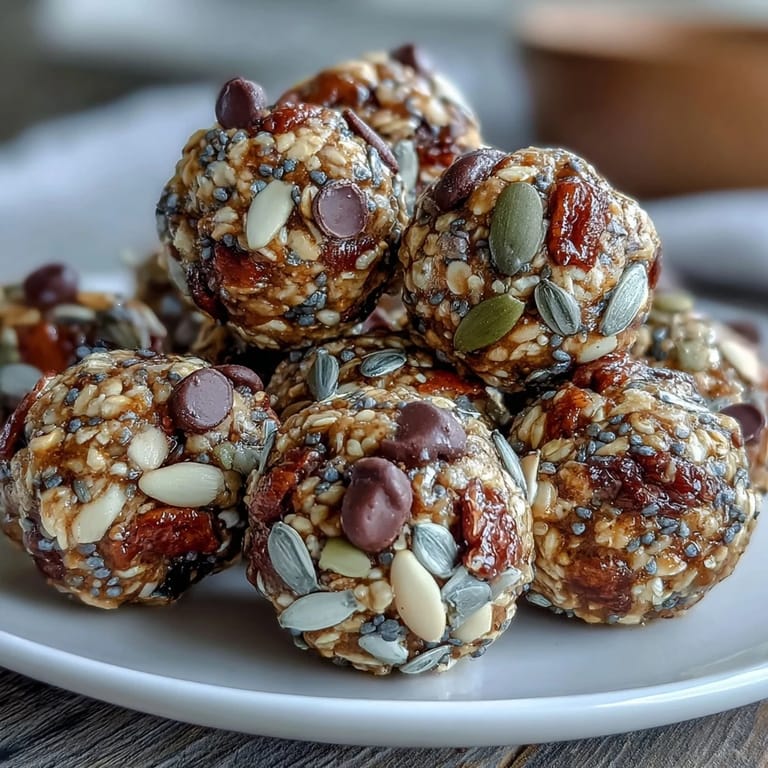Bite-sized sunflower seed butter balls mixed with oats and chocolate chips, a delicious nut-free treat for school or travel.
