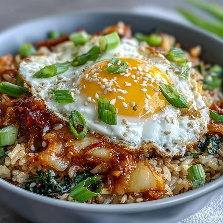 Flavorful Korean kimchi fried rice, perfect as a quick, satisfying lunch bowl.