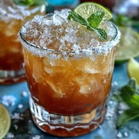Vibrant Cinco de Mayo margarita mocktail with salted lime rim, served over ice with fresh mint garnish and lime slices.