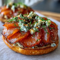 Elegant smoked salmon bagel board with silky salmon, creamy spreads, and fresh veggies for a festive Mother's Day brunch.