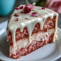 Elegant pink Bridal Shower Rosé Velvet Cake showered with shimmering gold drip.